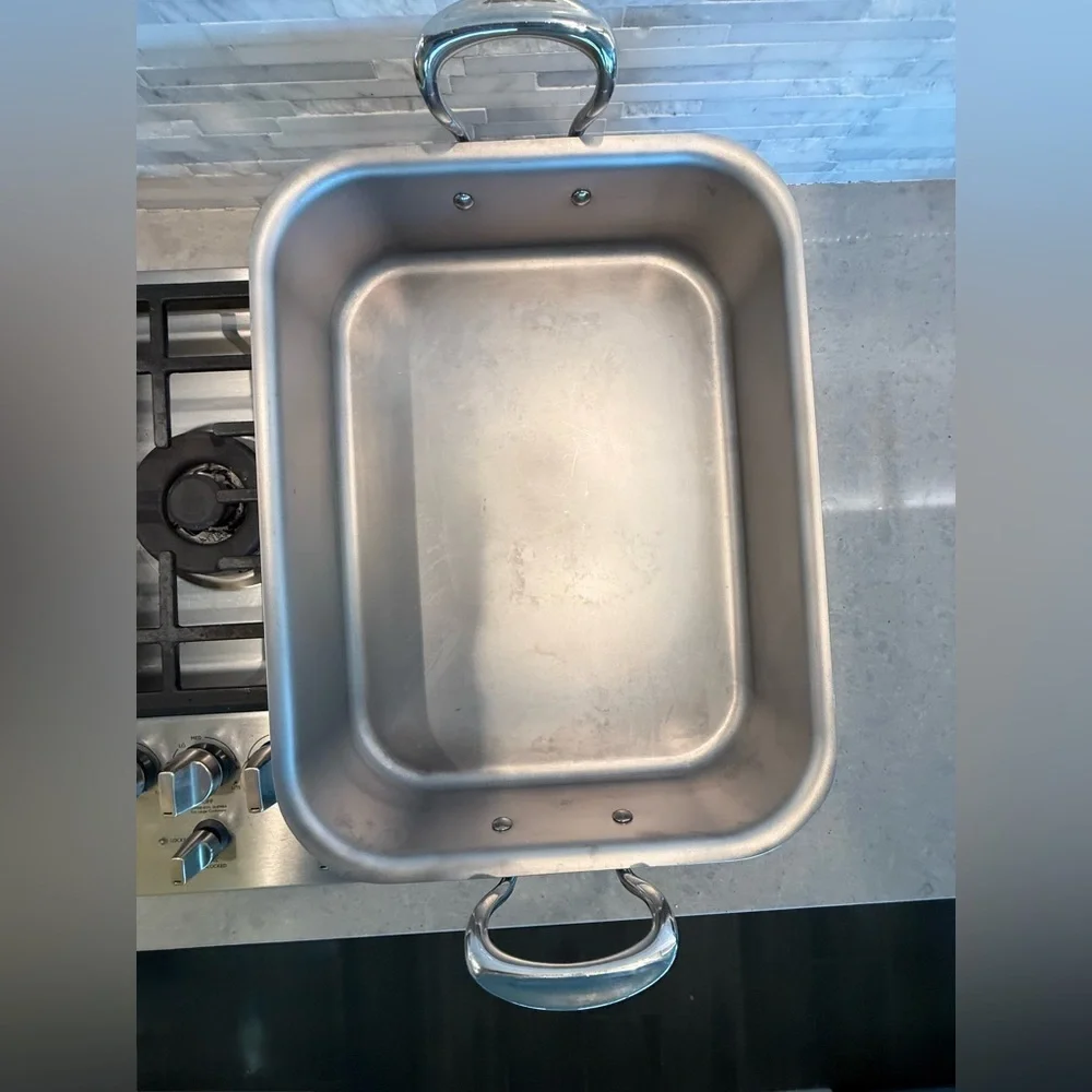 Mauviel Stainless Steel Roasting Pan Cast Stainless Steel Handles 15.7 x 11.8-In